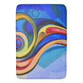 Tapis De Bain Abstrait bleu jaune orange (devant Vertical)