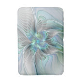 Tapis De Bain Abstrait Bleu Vert Papillon Imaginaire Fractal Art (Devant (Vertical))