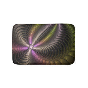 Tapis De Bain Abstrait brillant Trippy coloré 3D Fractal Art