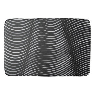 Tapis De Bain Abstrait contemporain noir et argent