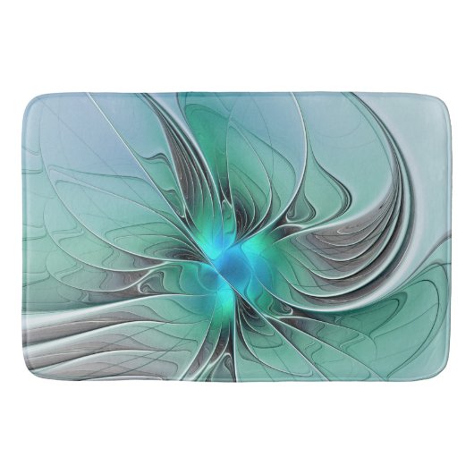 Tapis De Bain Abstrait De Bleu, Art Fractal Moderne (Devant)