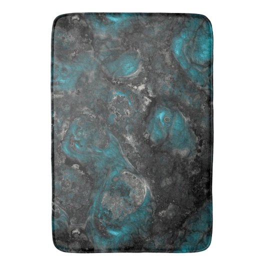 Tapis De Bain Abstrait en pierre d'argent et de turquoise (devant Vertical)