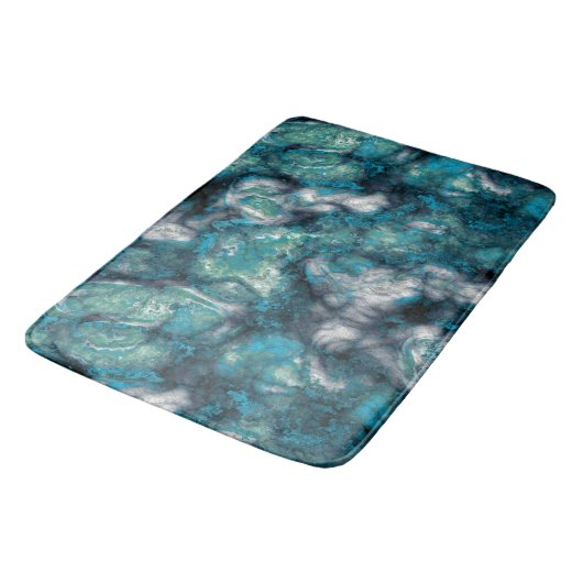 Tapis De Bain Abstrait en pierre de taille turquoise (Angle)