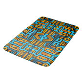 Tapis De Bain Abstrait Figuratif Gras Bleu Orange (Angle)