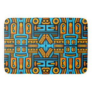 Tapis De Bain Abstrait Figuratif Gras Bleu Orange