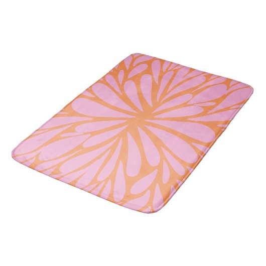 Tapis De Bain Abstrait floral éclat motif pastel orange & rose (Angle)