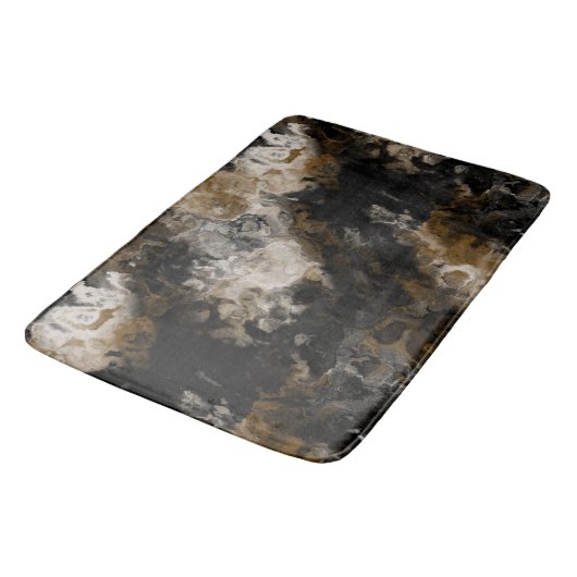 Tapis De Bain Abstrait fractal noir et or (Angle)
