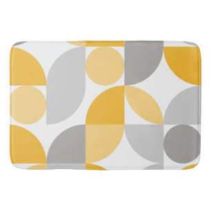 Tapis De Bain Abstrait Géométrique Jaune Gris Moderne du Milieu 