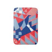 Tapis De Bain abstrait imprimé rouge blanc et bleu (Devant (Vertical))