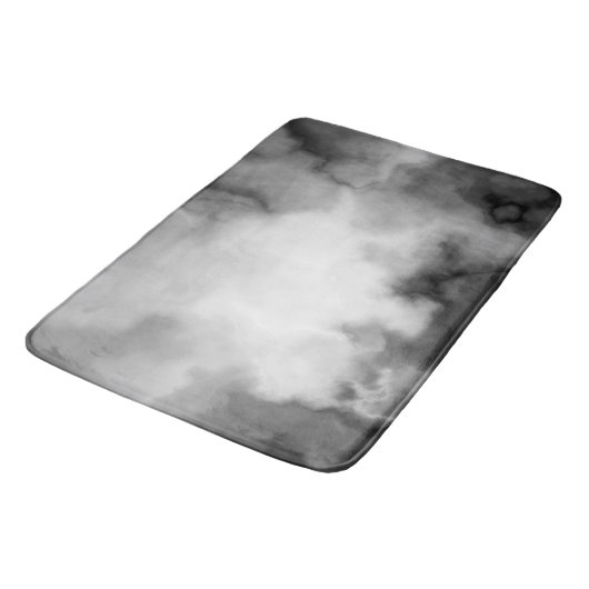 Tapis De Bain Abstrait marbré noir, blanc et gris (Angle)