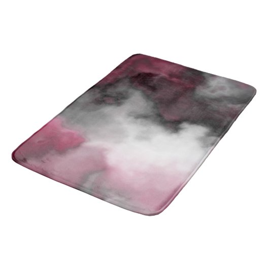 Tapis De Bain Abstrait marbré rose, blanc et gris (Angle)