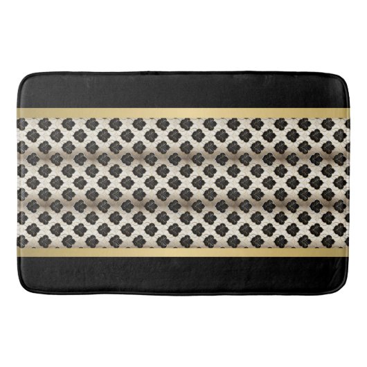 Tapis de bain abstrait moderne or et noir (Devant)