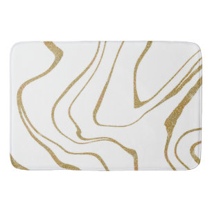 Tapis De Bain Abstrait moderne tourbillon de liquide Or blanc