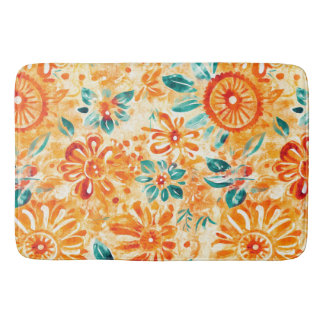 Tapis De Bain Abstrait Motif Sunny Orange Douche rideau
