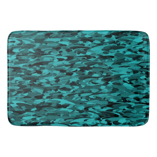 Tapis De Bain Abstrait Motif Turquoise Noir (Devant)