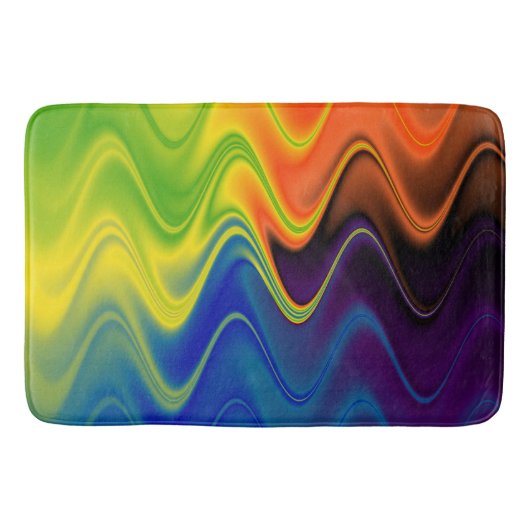 Tapis De Bain Abstrait Multicolore Ondulé (Devant)