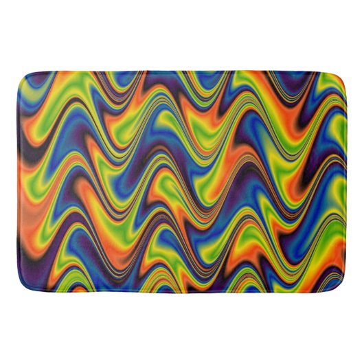 Tapis De Bain Abstrait Multicolore Ondulé (Devant)
