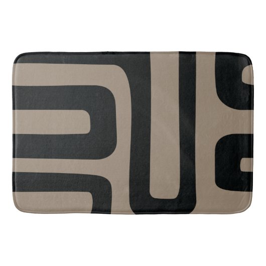 Tapis de bain abstrait noir et beige (Devant)