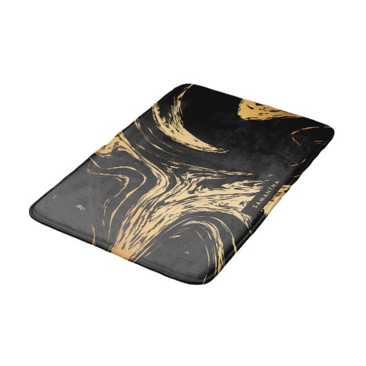 Tapis De Bain Abstrait noir et or (Angle)