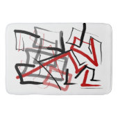 Tapis De Bain Abstrait noir et rouge rayé (Devant)