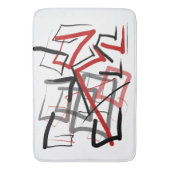 Tapis De Bain Abstrait noir et rouge rayé (devant Vertical)