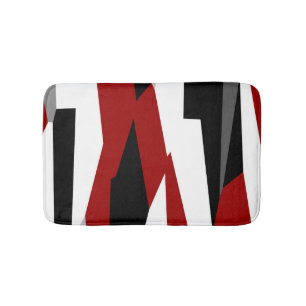 Tapis De Bain Abstrait noir, rouge et blanc