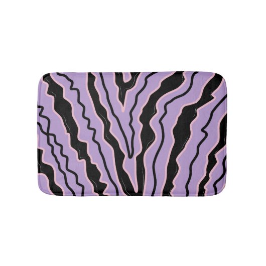 Tapis De Bain Abstrait noir violet marbre Boho Super Motif (Devant)
