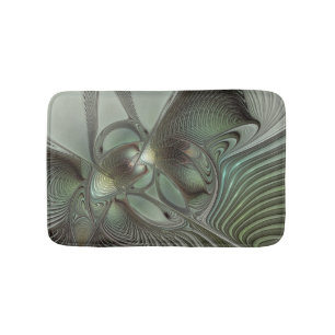 Tapis De Bain Abstrait Olive Sage Green Grey Fractal Art Imagina