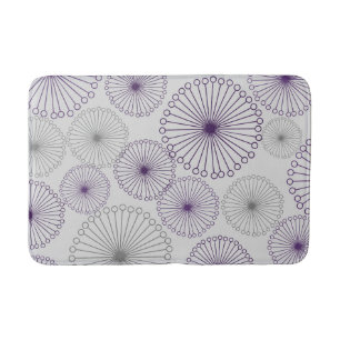 Tapis De Bain Abstrait rétro Mod Purple and Grey Circle