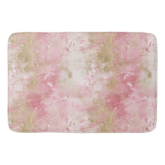 Tapis De Bain Abstrait rose or blanc (Devant)