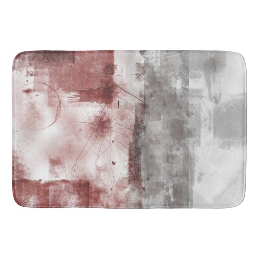 Tapis De Bain Abstrait Rustique Moderne De La Bourgogne Blanche  (Devant)