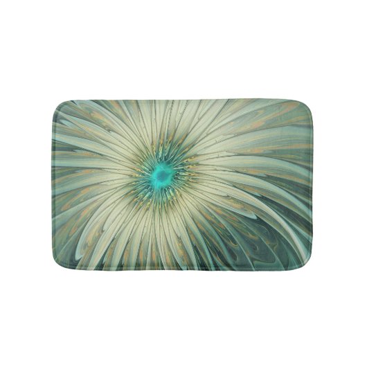 Tapis De Bain Abstrait Sage Green Imaginaire Fleur Fractal Art (Devant)