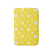 Tapis De Bain Abstrait Scribble Jaune Motif de fleurs blanches (Devant (Vertical))