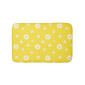 Tapis De Bain Abstrait Scribble Jaune Motif de fleurs blanches (Devant)
