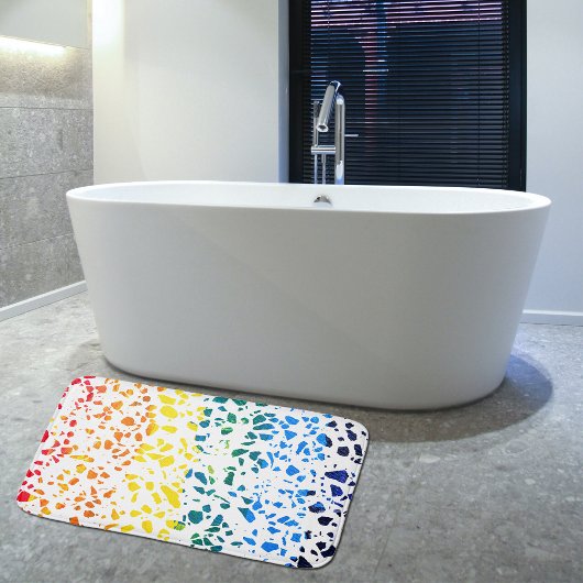 Tapis De Bain Abstrait Terrazzo Mosaic coloré Rainbow Motif