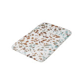 Tapis De Bain Abstrait Terrazzo Mosaic rouille Brown & Motif ble (Angle)