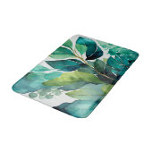 Tapis De Bain Abstrait Turquoise, Vert, Émeraude, Botanique (Angle)