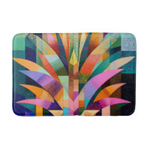 Tapis de bain abstrait vibrant Agave