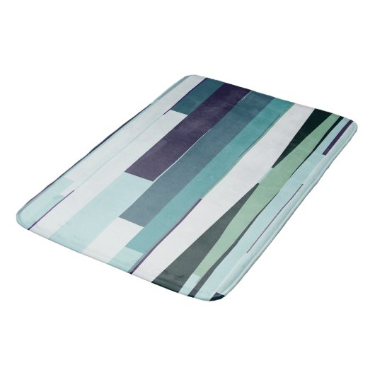 Tapis De Bain Abstrait violet, vert et turquoise (Angle)