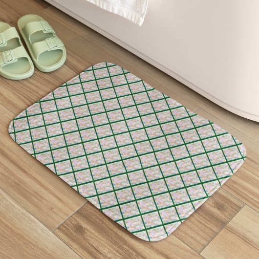 Tapis De Bain Abstrait Whimsical Green Rhombus