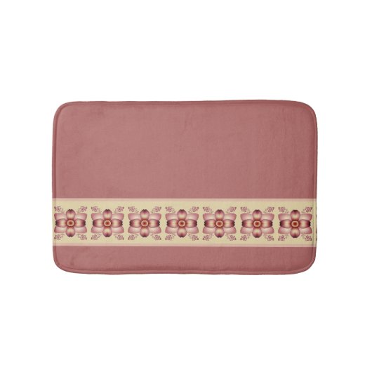 Tapis De Bain Accent Floral Rose Rose Et Dusté (Devant)
