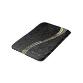 Tapis De Bain Accents Noir Damas Argent & Or (Angle)