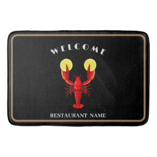 Tapis De Bain Accueil de fruits de mer modernes Homard Lime Nom