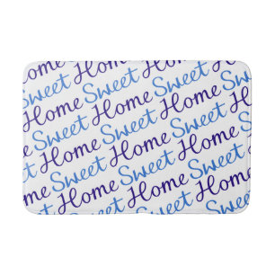 Tapis De Bain Accueil Sweet Home Diagonal Rpt Script Ptn Blues &