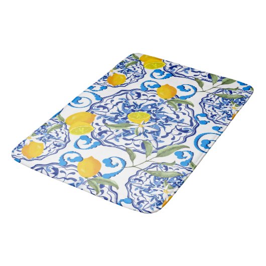 Tapis De Bain Acitrus d'été, boho, bohème, floral méditerranéen  (Angle)
