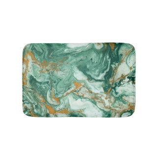 Tapis De Bain Acrylique vert doré : art de la texture marbré.