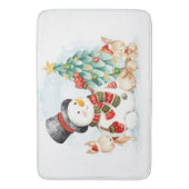 Tapis De Bain Adables Bunnies Et Arbre De Snowman Noël (devant Vertical)