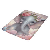 Tapis De Bain Adorable bébé éléphant avec fleurs (Angle)