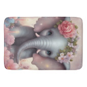 Tapis De Bain Adorable bébé éléphant avec fleurs (Devant)