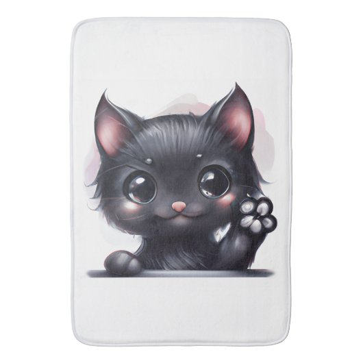 Tapis De Bain Adorable Kawaii Chat noir (devant Vertical)